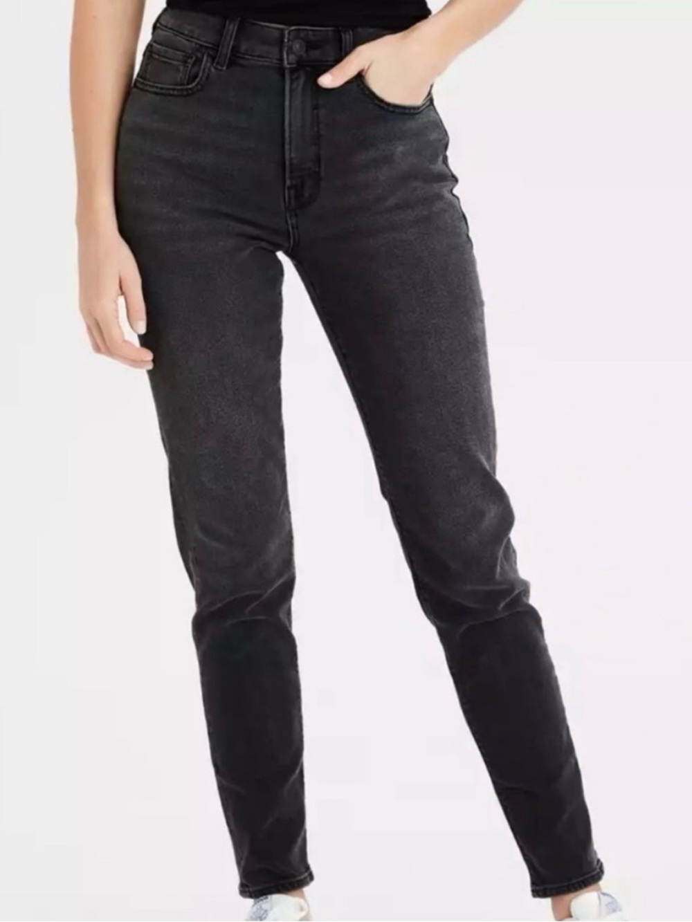 American Eagle Ne(X)t Level Stretch Mom Jeans Washed Black - 4 Regular